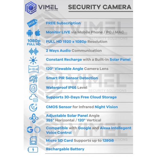 Wireless IP Solar Panel Cloud Security WIFI Camera