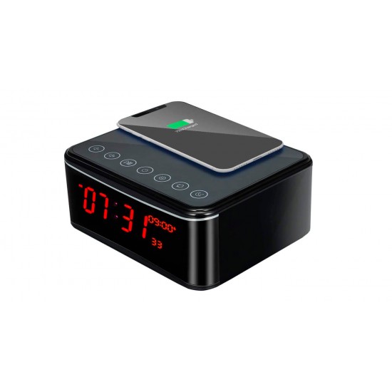 Wireless Bluetooth Charging Alarm Clock Spy Camera