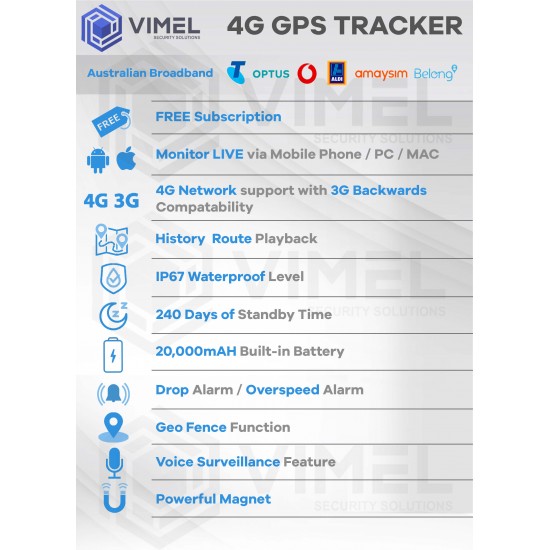 4G LIVE GPS Tracking Anti-Theft 20000mAH