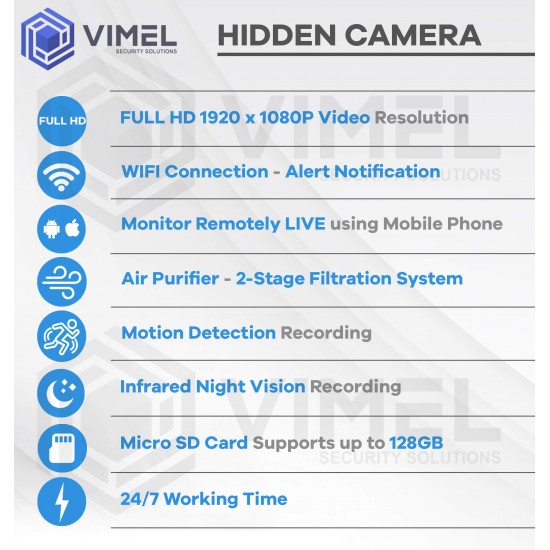 Wireless Air Purifier Hidden Camera