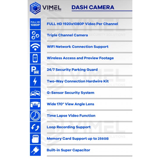 Triple Channel Security Parking Dash Camera