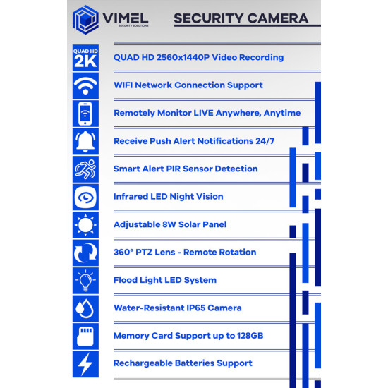 WIFI ULTRA HD 2K Security Camera Solar Panel