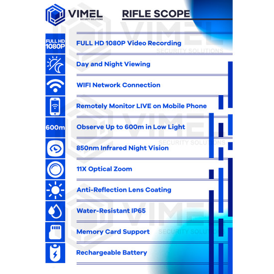 WIFI Professional Hunting Rifle Scope Camera 11X Zoom