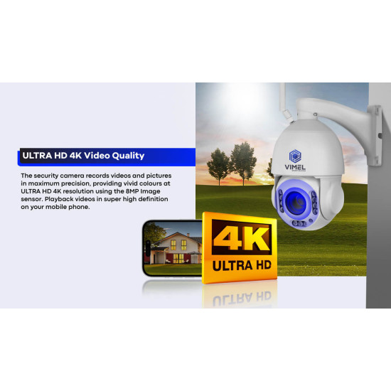 Wireless Security Camera 24/7 Recording 4K